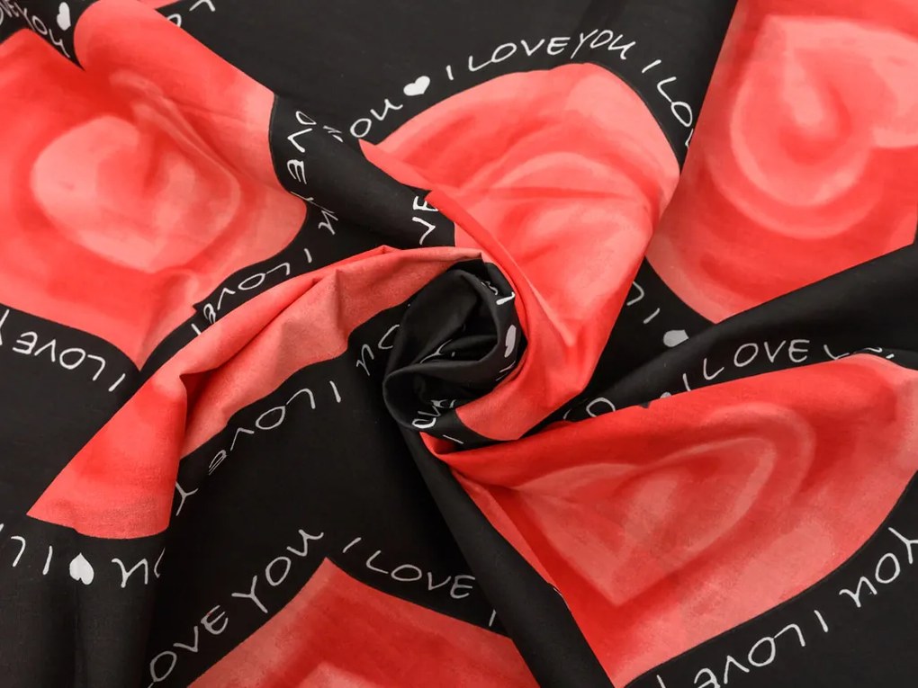 Polybavlnené obliečky na 2 postele VALENTINE, čierne Rozmer obliečky: 2 ks 70 x 90 cm | 2 ks 140 x 200 cm