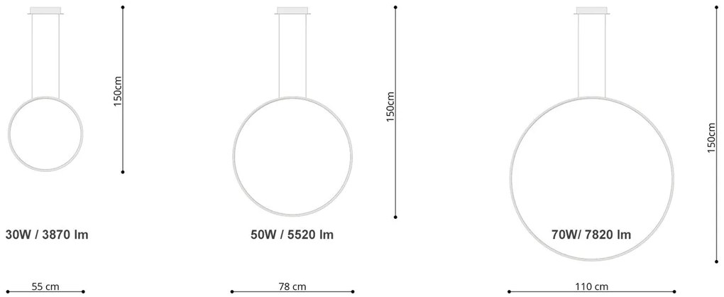 Závesné LED svietidlo Rio 110, 1x LED 70w, 3000k, w