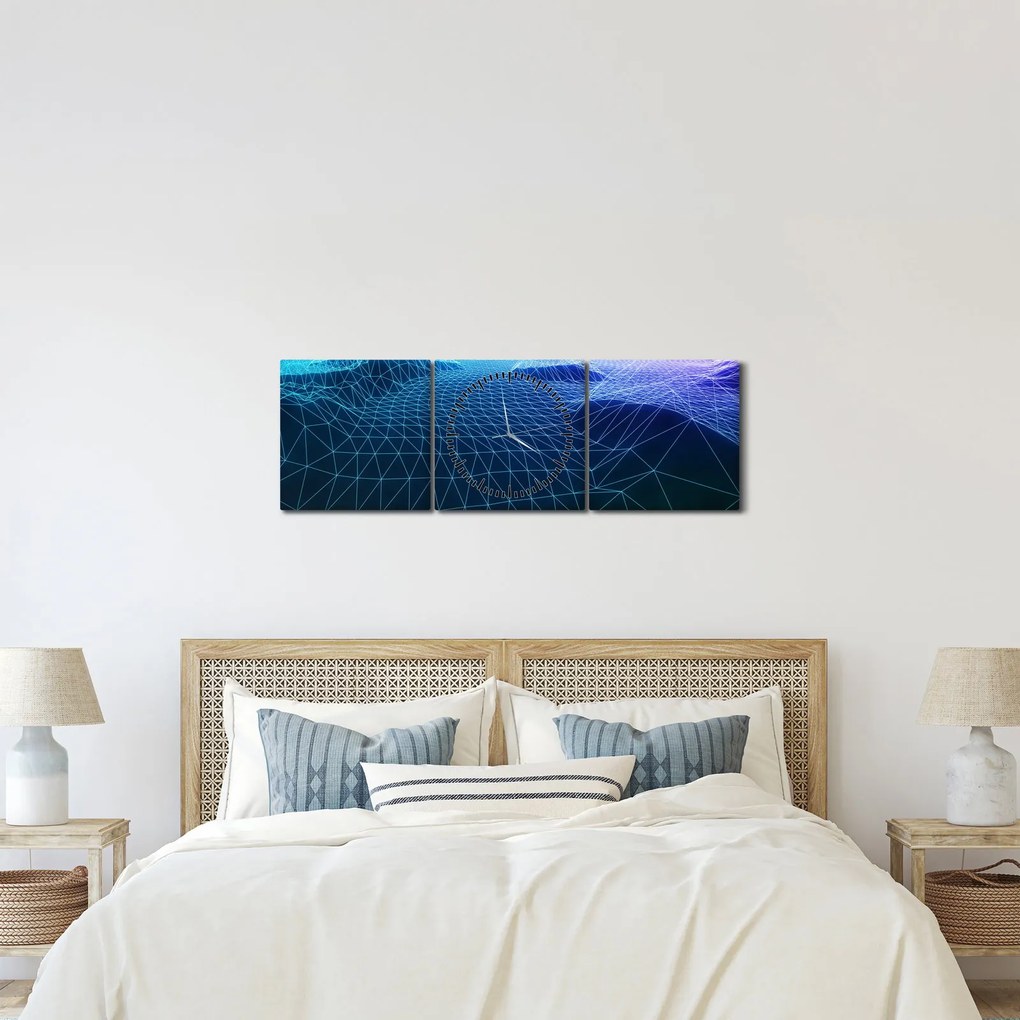 Obraz - Hory v počítačovom modeli (s hodinami) (90x30 cm)