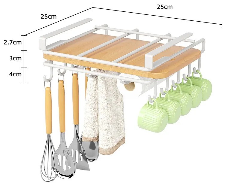 Závesný kuchynský organizér s háčikmi RAXIMO, biely