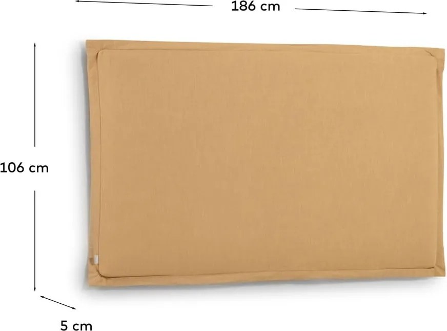 Čalúnené čelo postele v horčicovej farbe 186x106 cm Tanit – Kave Home