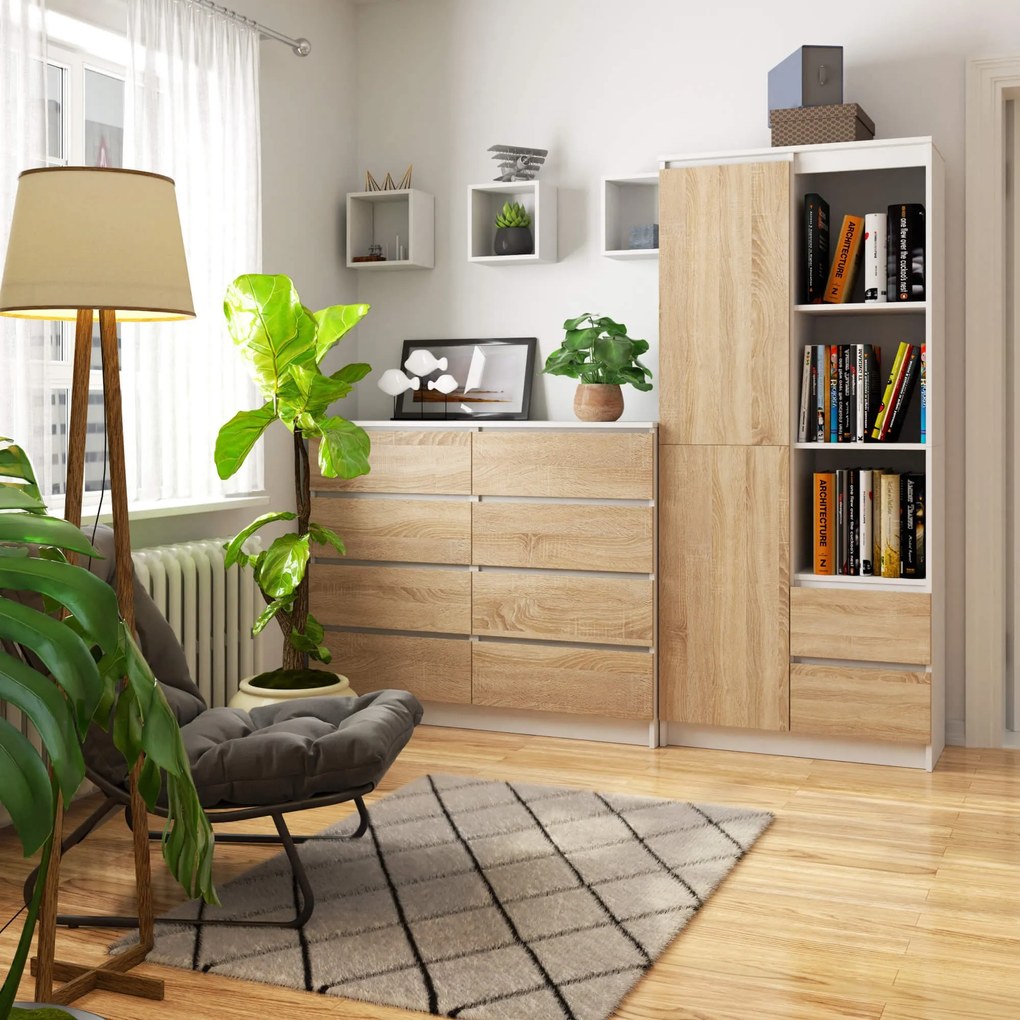 Skriňa Rexa 80 cm biela/dub sonoma