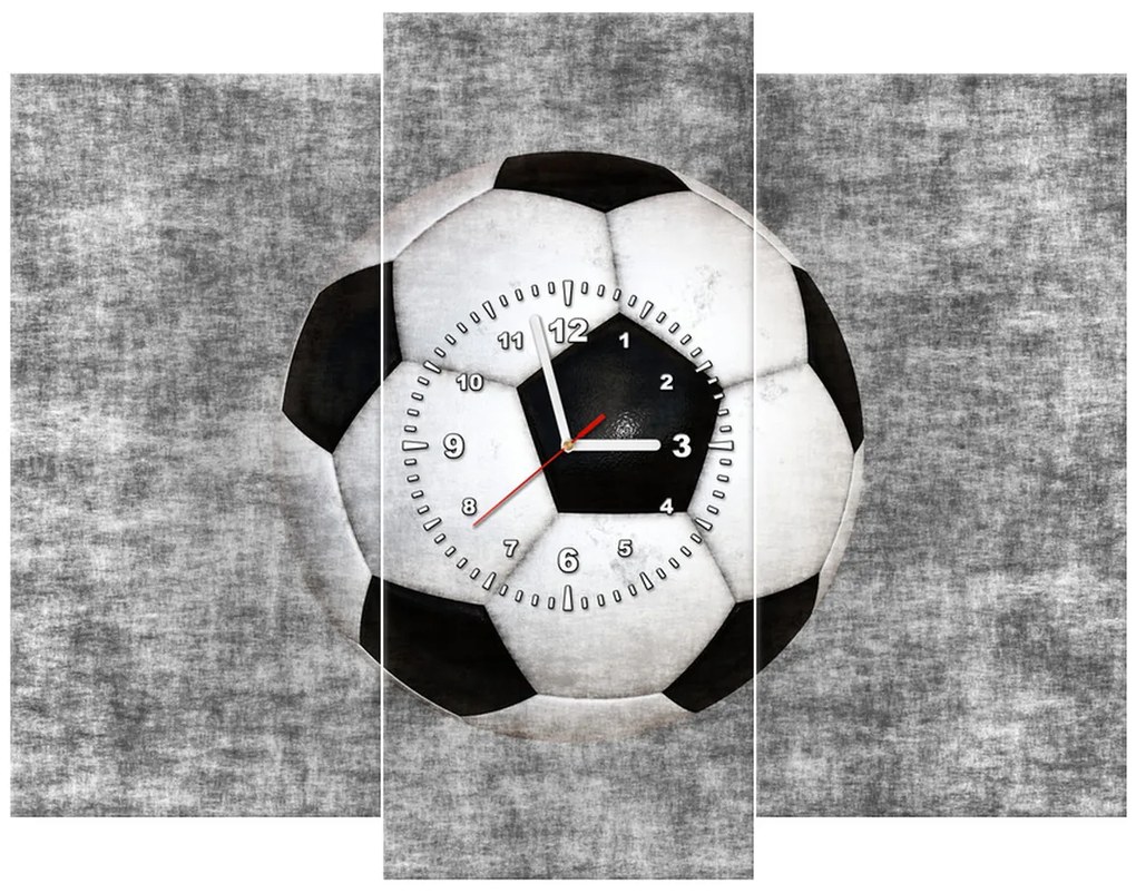Gario Obraz s hodinami Futbalová lopta - 3 dielny Rozmery: 90 x 70 cm