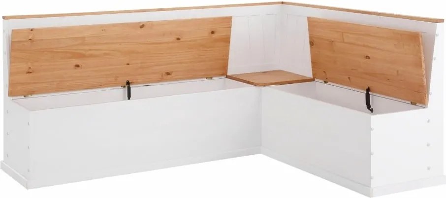 Biela rohová lavica z masívneho borovicového dreva Støraa Silas