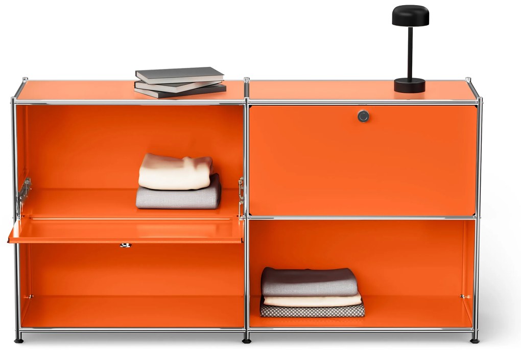 Kovový regál »CN3« s výklopnými priehradkami, oranžový