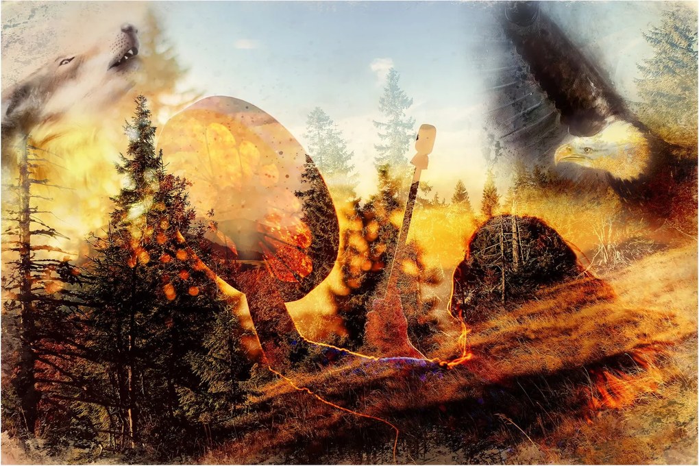 Obraz - Šamanský motív (90x60 cm)
