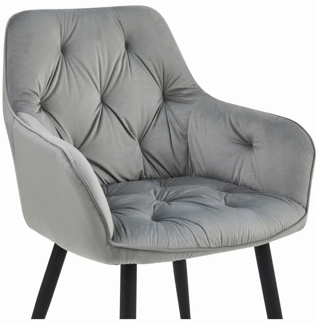 Jedálenská stolička JORK zamatová, strieborná / sivá (čierne nohy)