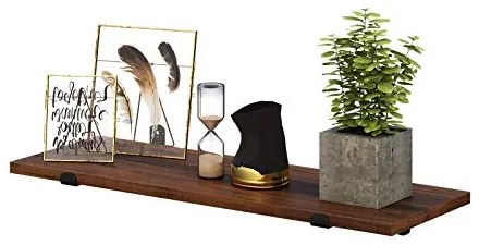 Police na stenu, 2ks, 7x60x20cm, hnedo-čierne