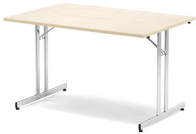 Skladací rokovací stôl EMILY, 1200x800 mm, brezový laminát/chróm
