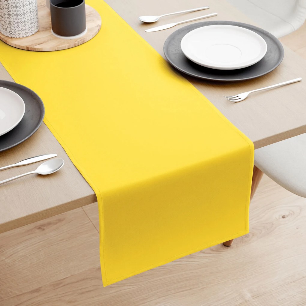 Goldea behúň na stôl 100% bavlnené plátno - žltý 50x160 cm