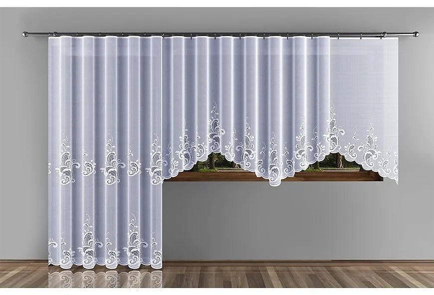 Žakárový záves 623/D823/250 biely. Tovar na mieru