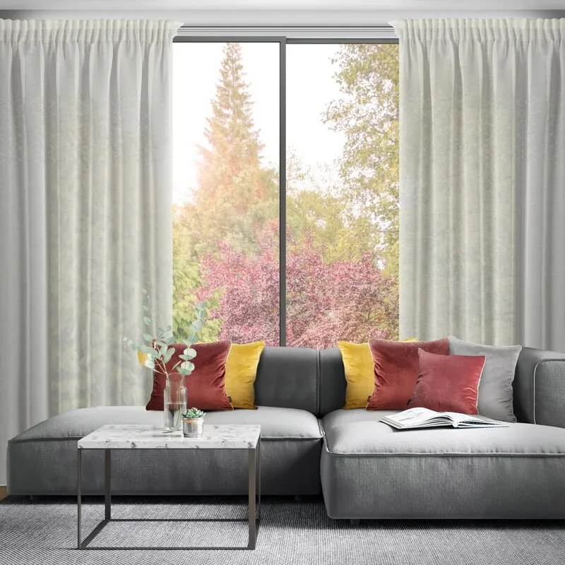 Dekorstudio Hotová etamínová záclona KLEO zdobená lesklými kryštálmi 135x260cm biela