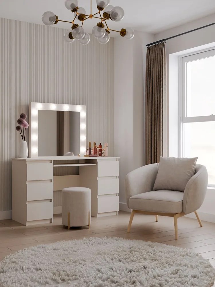 Toaletní stolek s LED osvětlením MARINA Kuba kašmír