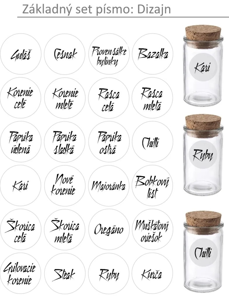 Orion Súprava 16ks koreničiek SPICE BLACK 100ml + 4ks nerezový organizér na koreničky VASKY - NEREZ + súprava 24ks štítkov