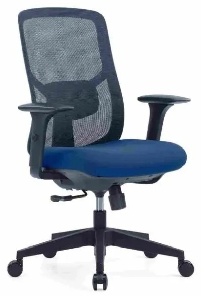 Kancelárska ergonomická stolička PYLON — látka, čierna / viac farieb Modrá Bez podhlavníka
