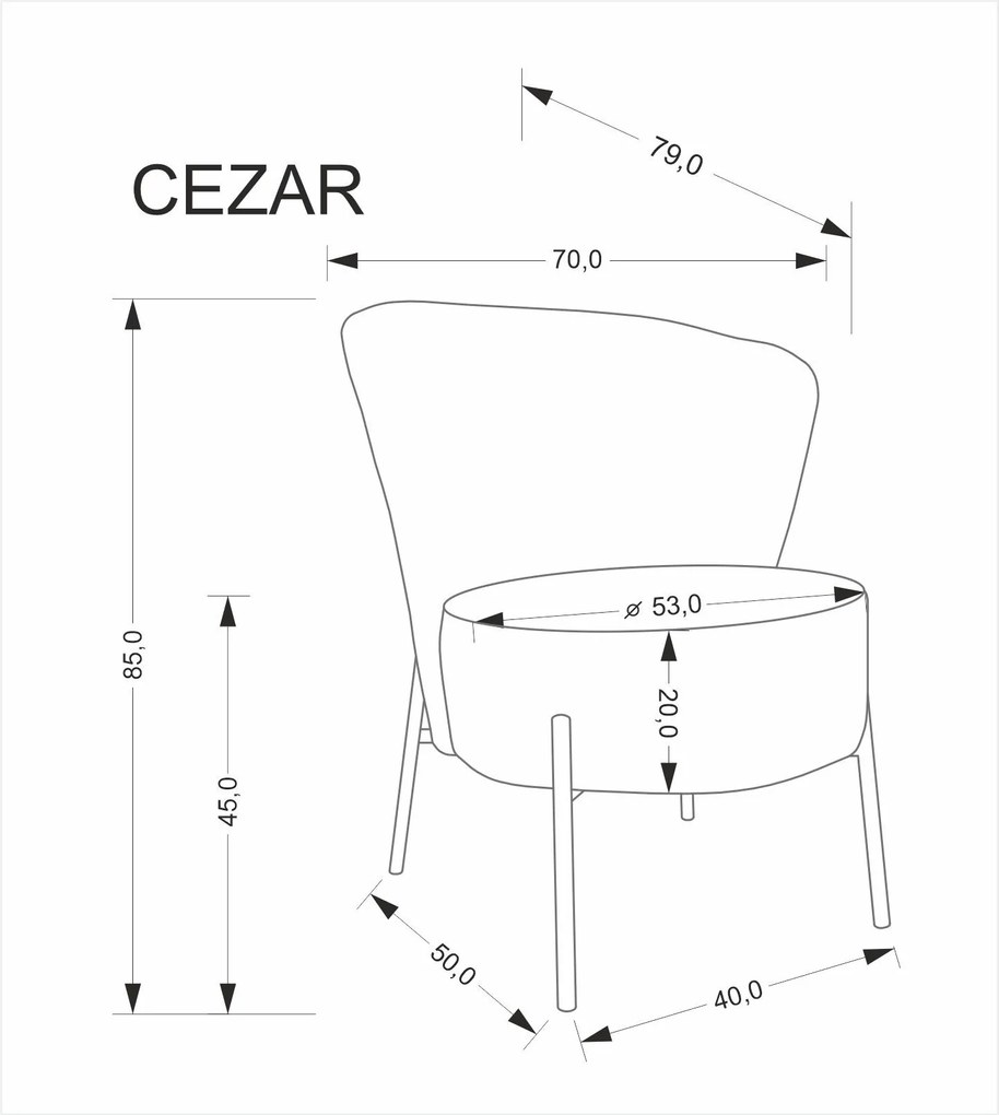 Čalúnené dizajnové kreslo CEZAR béžové