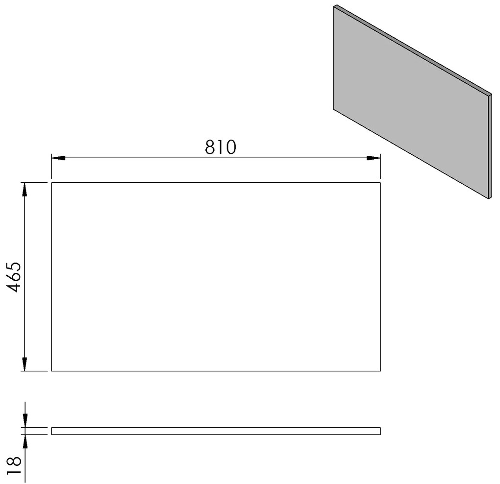 Sapho Sapho, Doska DTDL 81x1,8x46,5cm, biela lesklá, CR081-3030