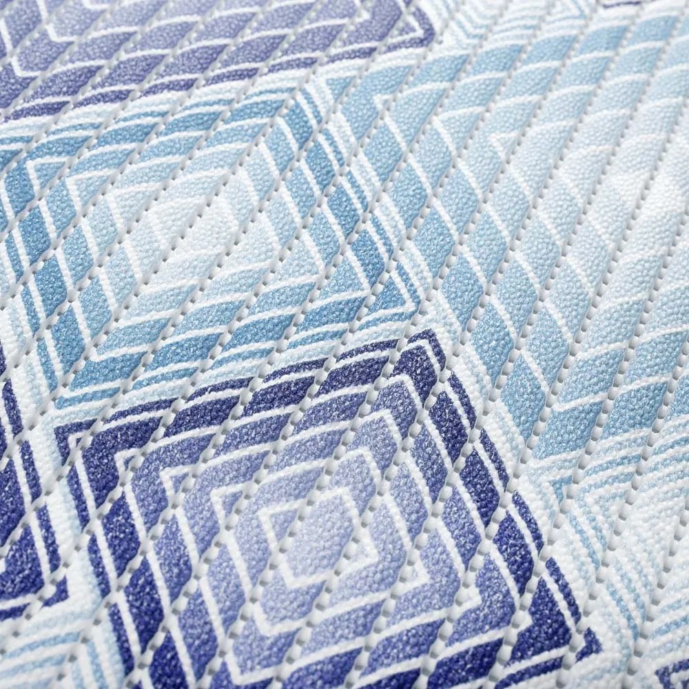 Kúpeľňová penová rohož / predložka PRO-095 Modré designové štvorce - metráž šírka 65 cm