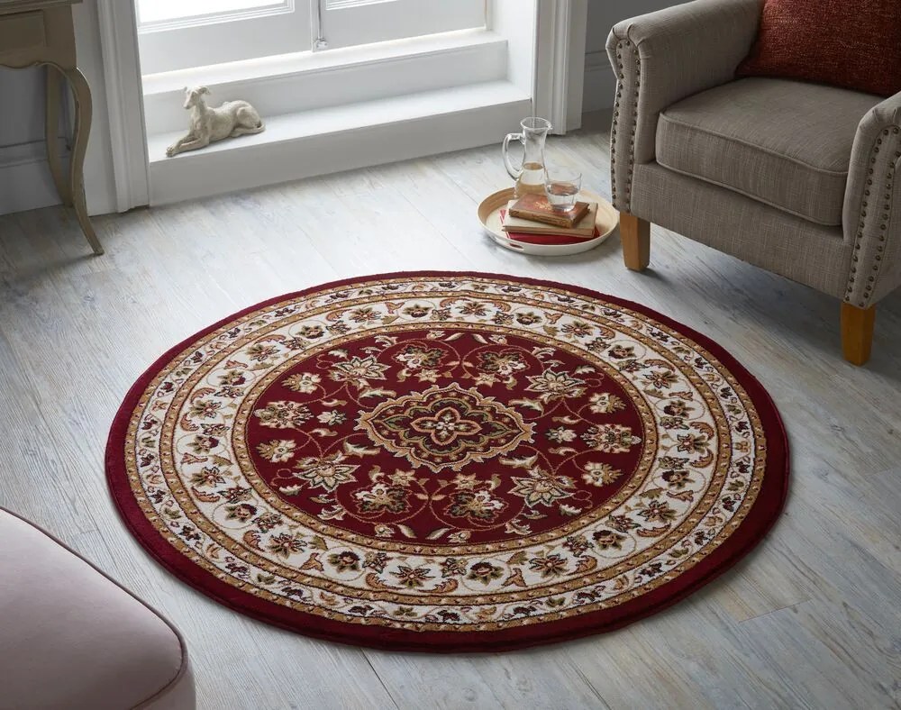 Flair Rugs, Kusový koberec Sincerity Royale Sherborne Red kruh, 133x133 (priemer) kruh, červená, kancelária