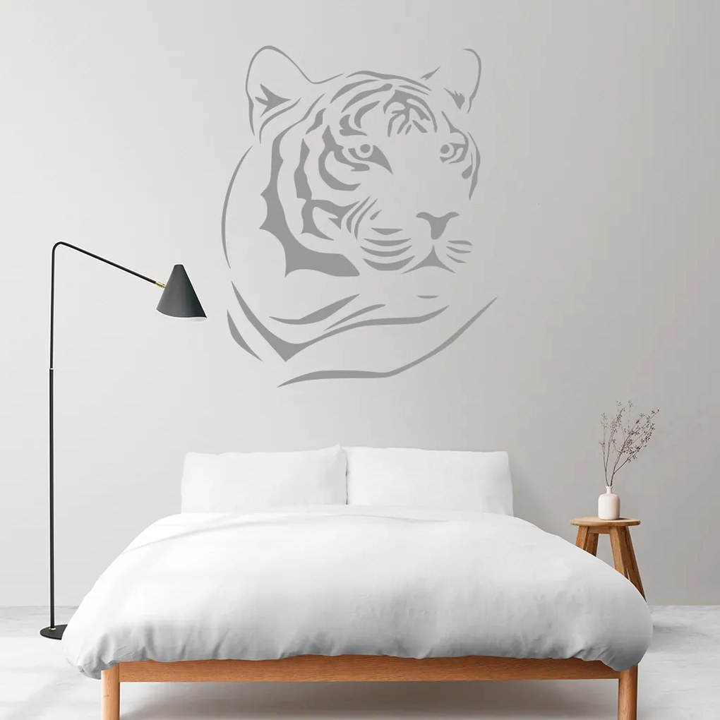 Veselá Stena Samolepka Hlava Tigra Farba: hnědá, Veľkosť: 60 x 75 cm