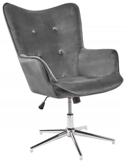 Invicta Interior - Elegantné otočné kreslo MR. LOUNGER výškovo nastaviteľná šedý zamat