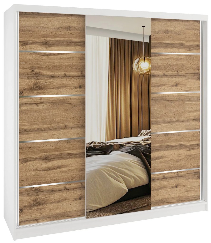 Šatníková skriňa SERENITY 200 cm dub wotan mat MT SERENITY SZP5/0/W/DW/0/HIAL