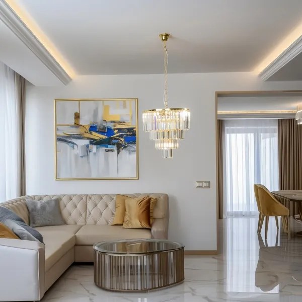 Brilagi - LED Krištáľový luster na reťazi MOZART 5xE14/40W/230V zlatá