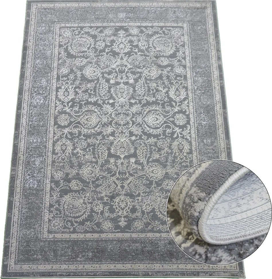 Koberec Allianz 6301 GREY – sivý s orientálnym vzorom Rozmer: 60x100 cm