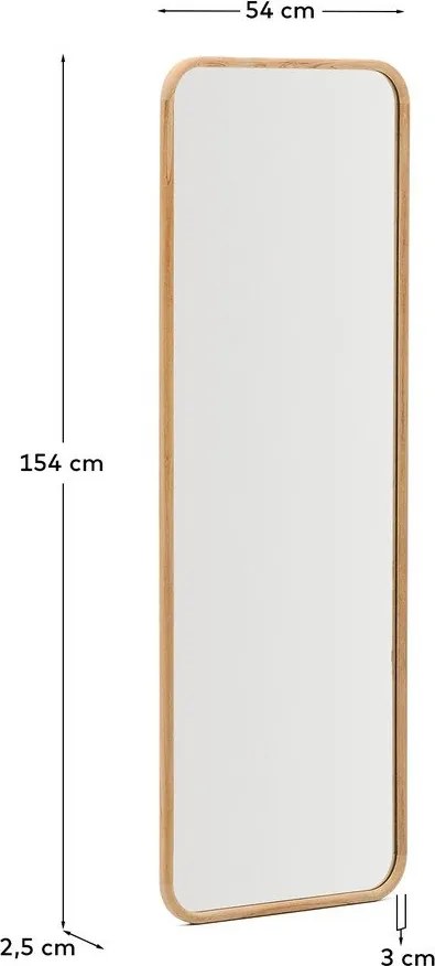 Nástenné zrkadlo s dreveným rámom 54x154 cm Milsa – Kave Home