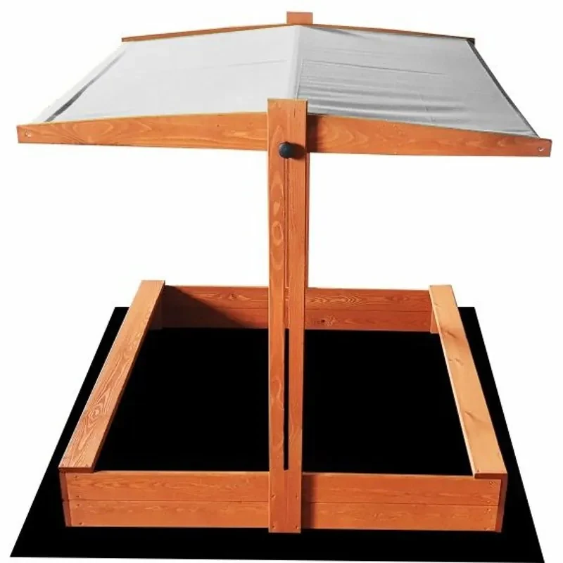 Sun Active Drevené pieskovisko so strieškou Slim, sivé - 120 cm
