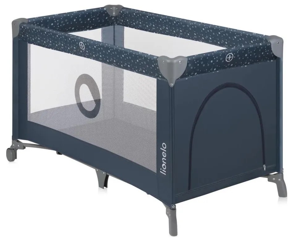 Lionelo - Cestovná postieľka STEFI modro-šedá