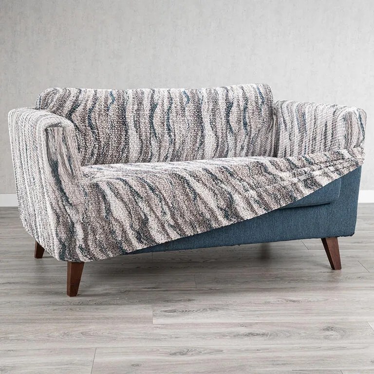 Bielastické poťahy OCEANO NOVÉ šedo-modré kreslo (š. 60 - 110 cm)