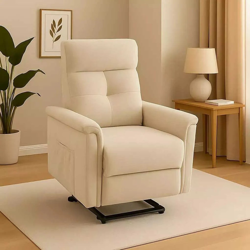 LuxuryForm DESIGN TV kreslo PEGAS s elektrickým polohovaním, masážou a výklopom - béžové