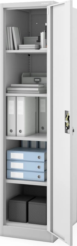 Kovová kancelárska skriňa na dokumenty, hlboká, sivá, 450x1850x600 mm: ALEX D600
