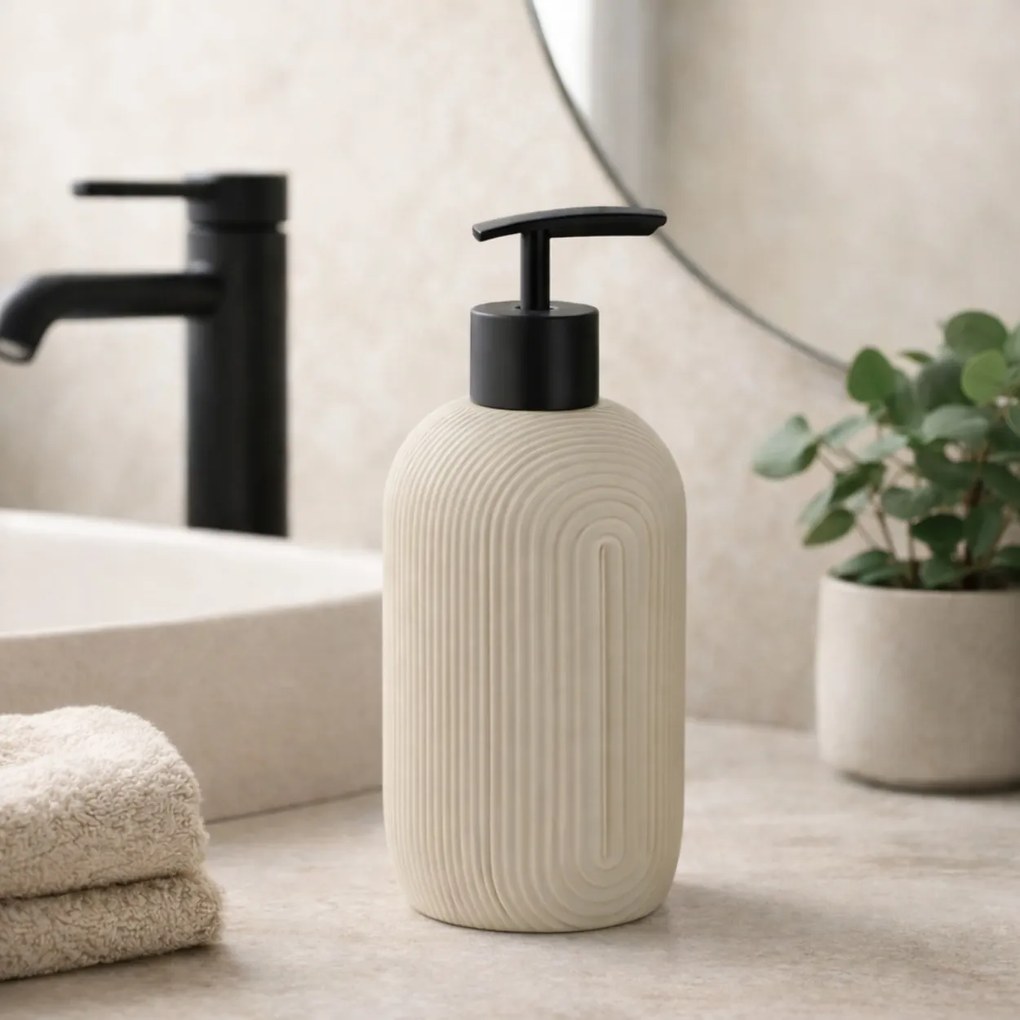 Dávkovač mydla Elya, béžová/s čiernymi prvkami, 400 ml
