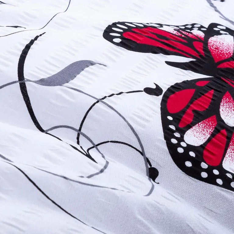 Krepové posteľné obliečky BUTTERFLY biele štandardná dĺžka