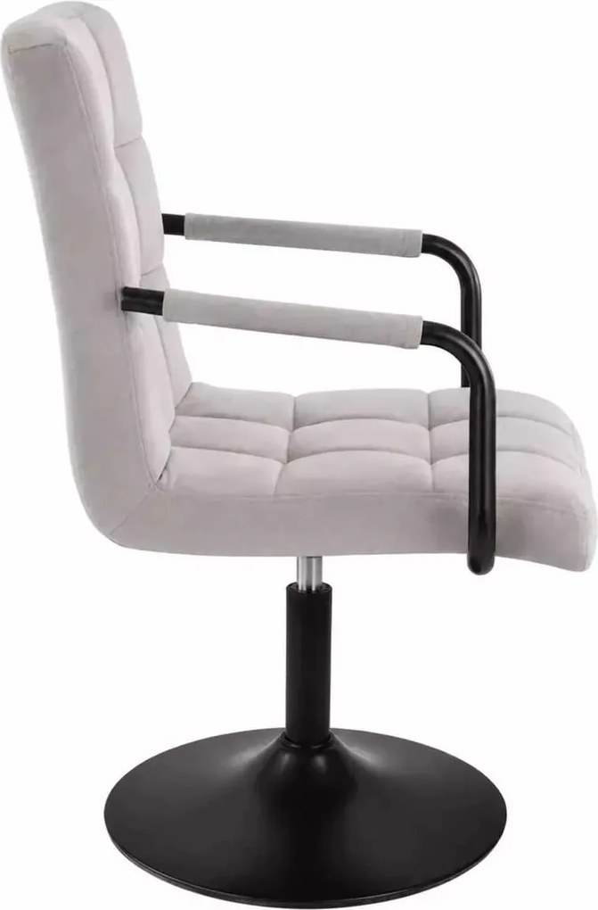 LuxuryForm DESIGN Otočná stolička VERONA BLACK VELUR na čiernom tanieri - svetlosivá