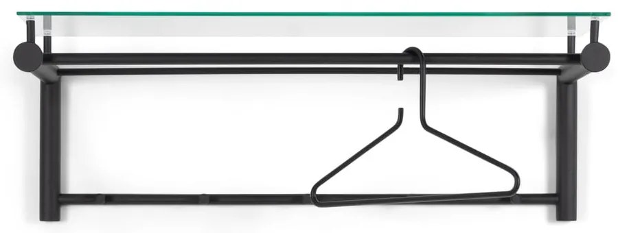 Čierny kovový nástenný vešiak s poličkou Suza – Spinder Design