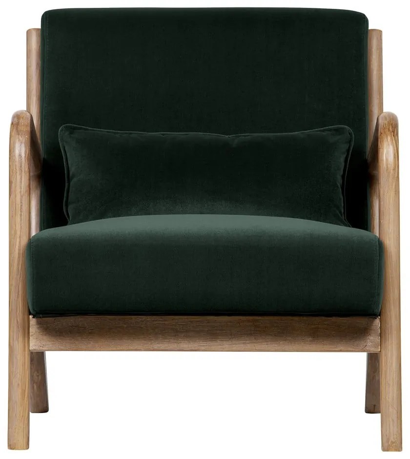 Tmavozelené zamatové kreslo WOOOD Mark