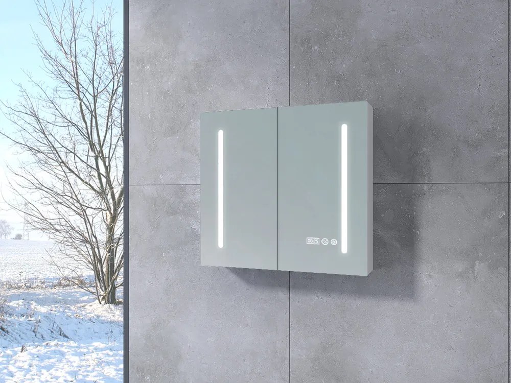 Sevilla White Dvojdverová skriňa so zrkadlom, LED 80 cm
