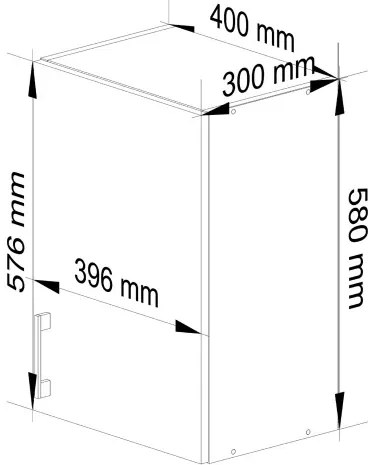 Horná kuchynská skrinka LIMA W40 /580/ biela / dub sonoma