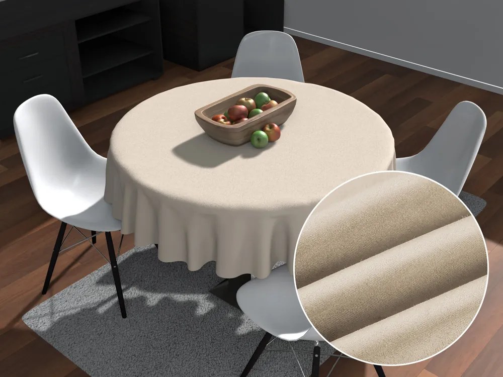 Biante Okrúhly obrus/imitácia brúsenej kože Alcantara ALC-007 Krémovo béžový Ø 110 cm
