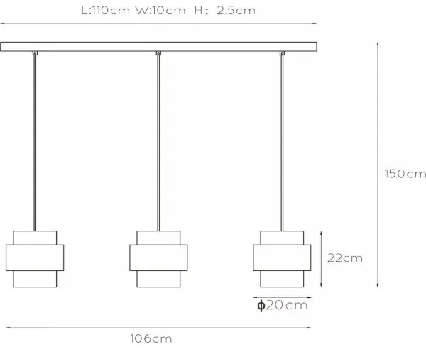 Lucide 45497/03/02 - Luster na lanku FIRMIN 3xE27/40W/230V zlatá