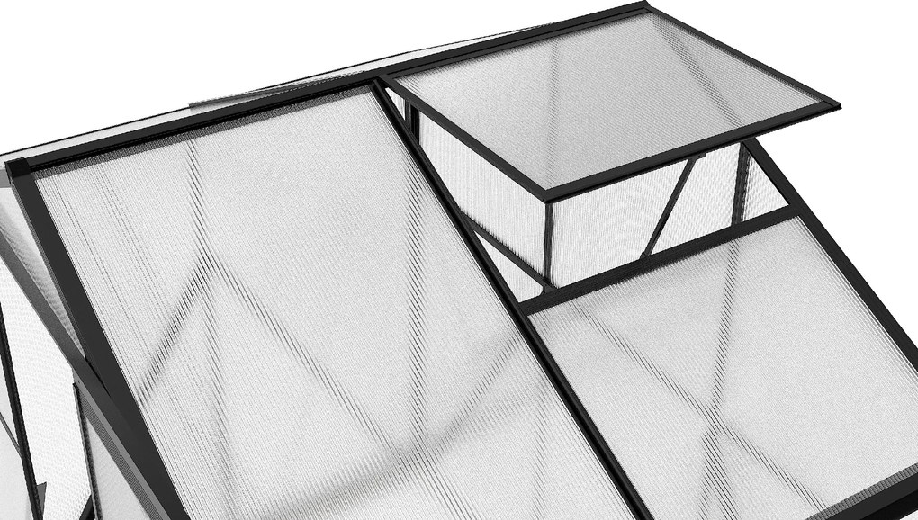 Skleník so základňou BestBerg BBGH-406B / 2,5 m² / 130 × 190 × 194 cm / čierna