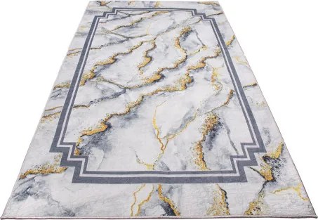 Protišmykový koberec MILANO 90003-02 sivý / zlatý