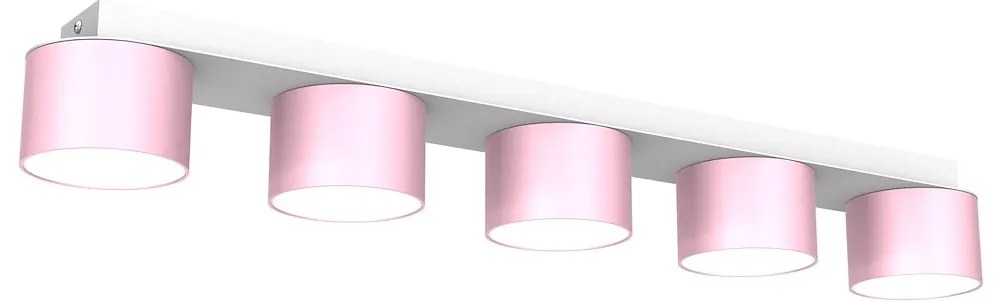 Stropné svietidlo Dixie, 5x ružové kovové tienidlo, w