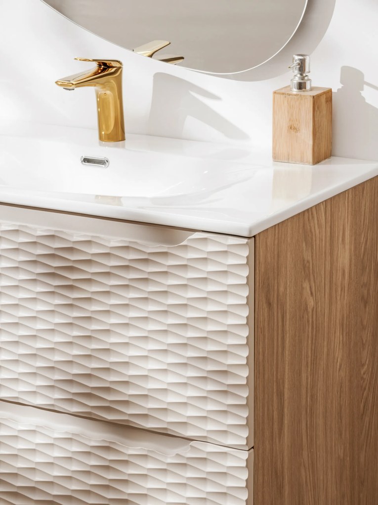 Comad Kúpeľňová skrinka pod umývadlo Ocean Beige 60 béžová/dub olejovaný