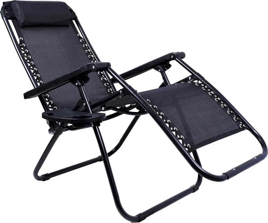 Čierne záhradné polohovacie lehátko Orion