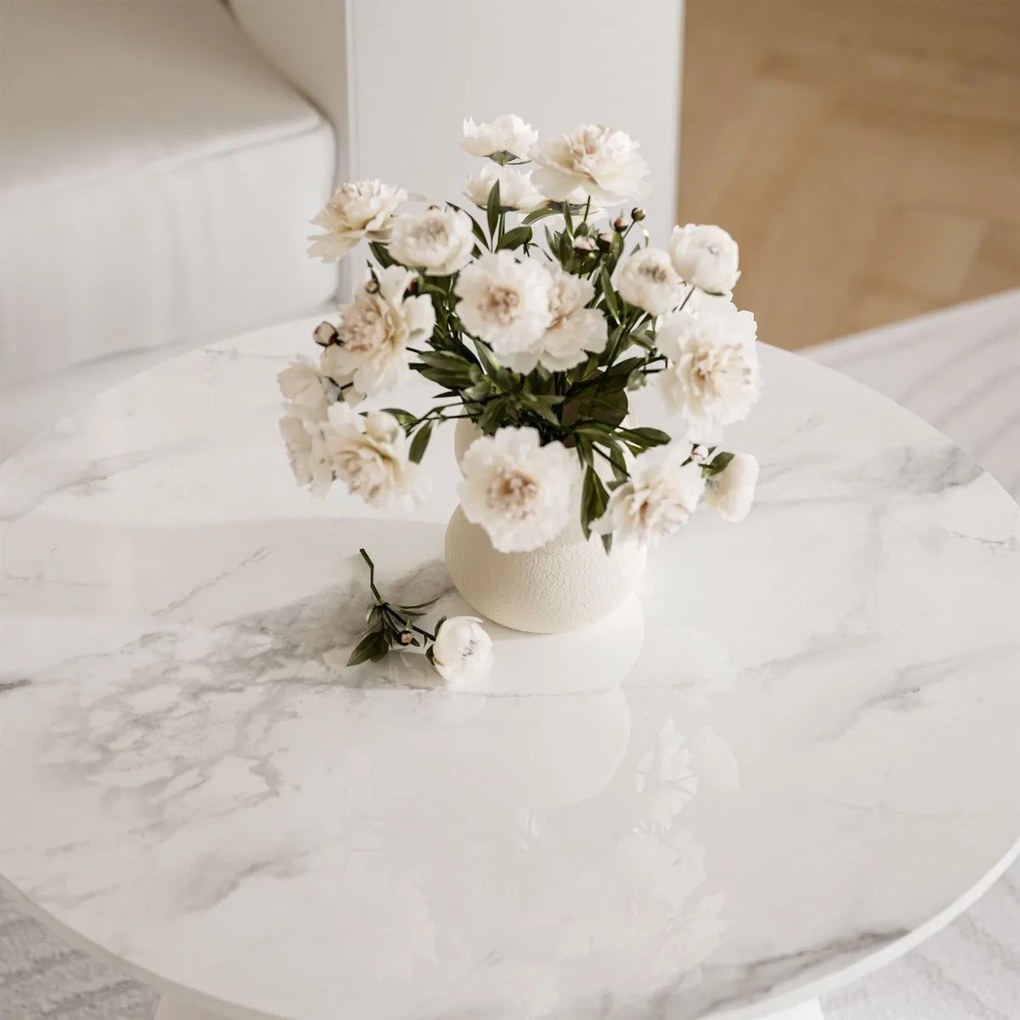 KONFERENČNÝ STOLÍK POPPY BIELY + MRAMOR