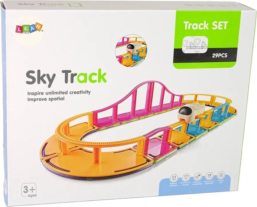 LEAN Toys Magnetické stavebnice Sky Track 29 kusov